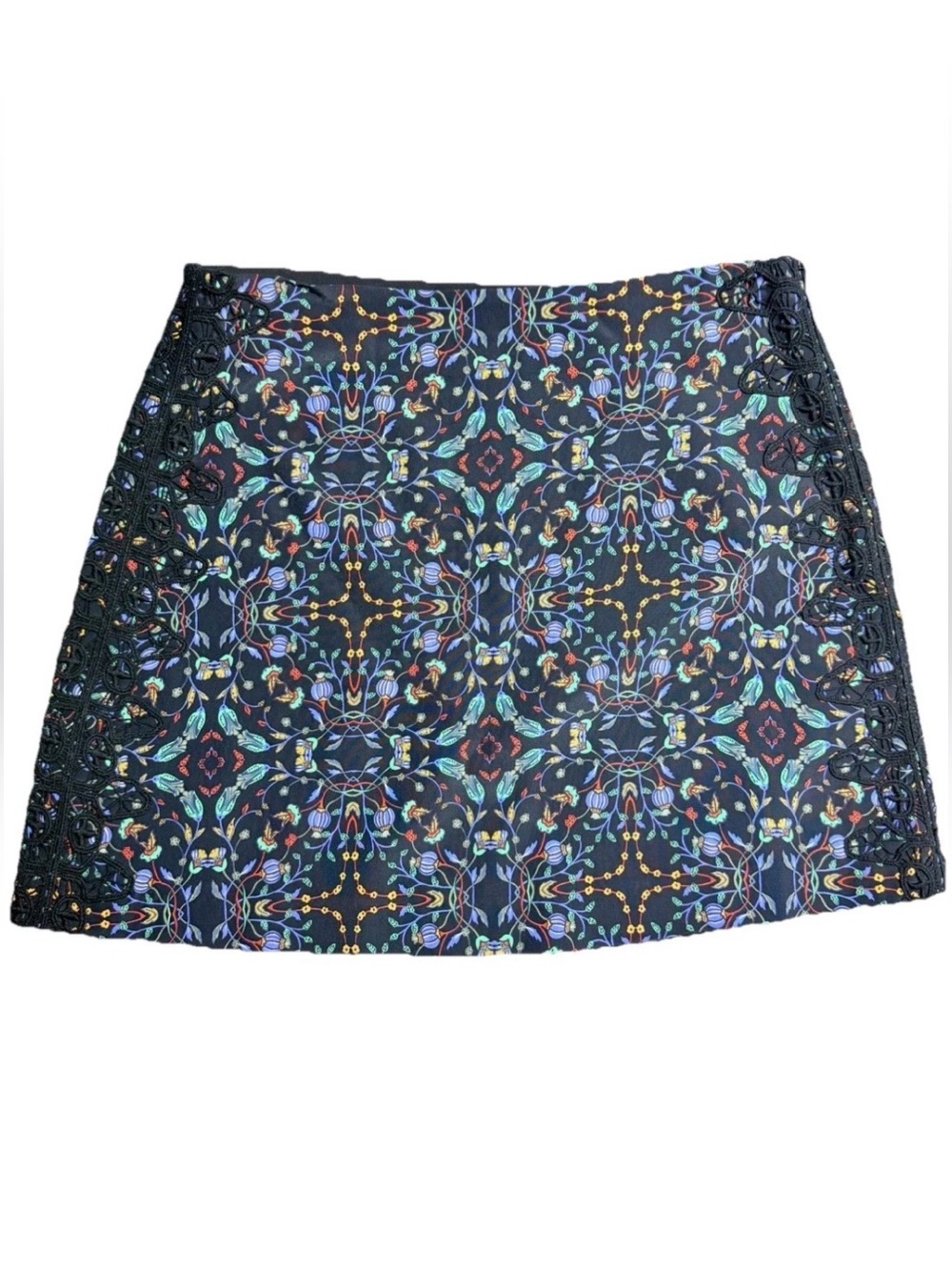Zara Boho Geometric Retro Mini Skirt Floral Lace Medium Summer Artsy Office